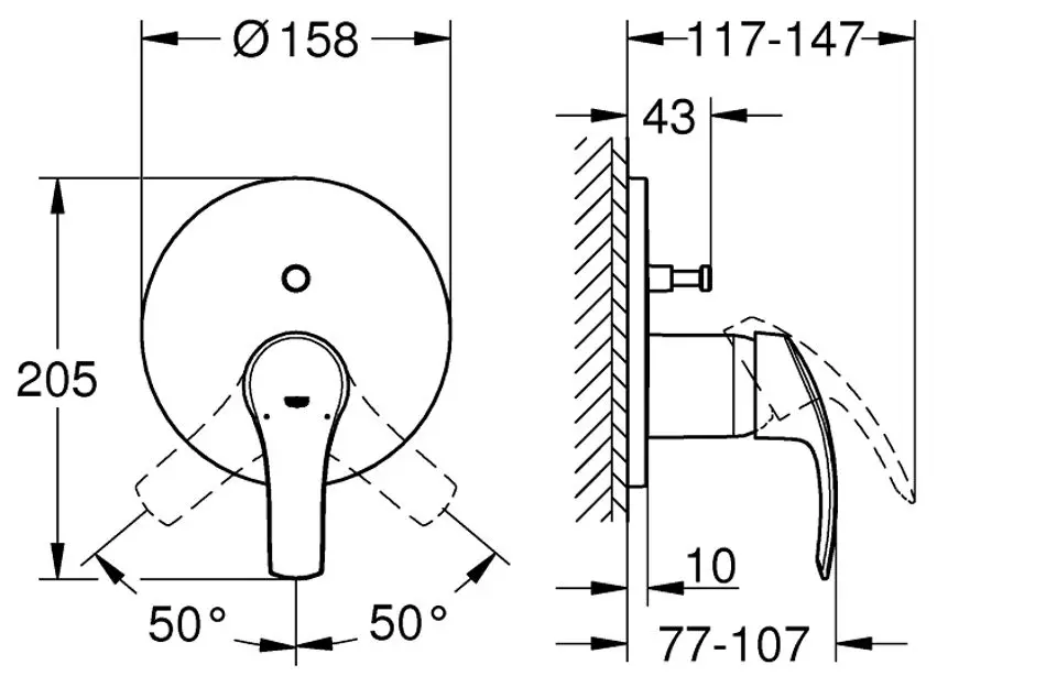 Смеситель для ванны и душа Grohe Eurosmart 24043002 (Chrome) - 3