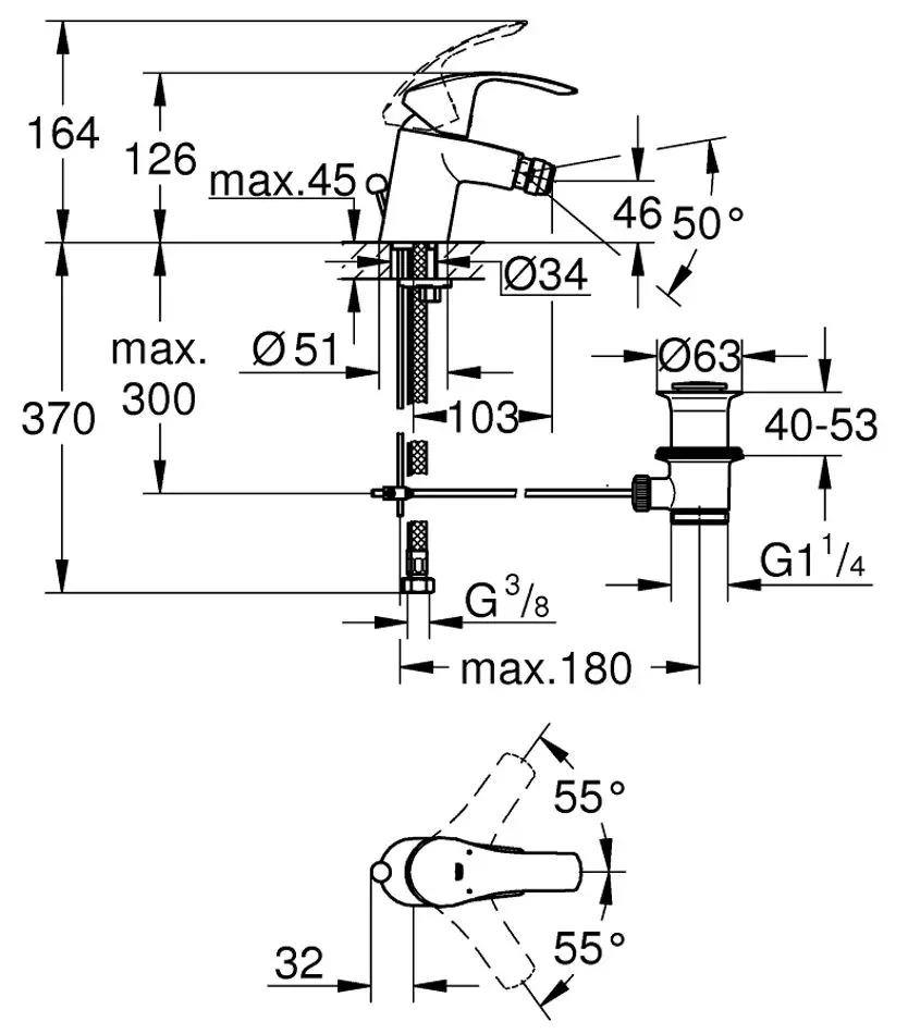 Смеситель для биде Grohe Eurosmart 32929002 (Chrome) - 2
