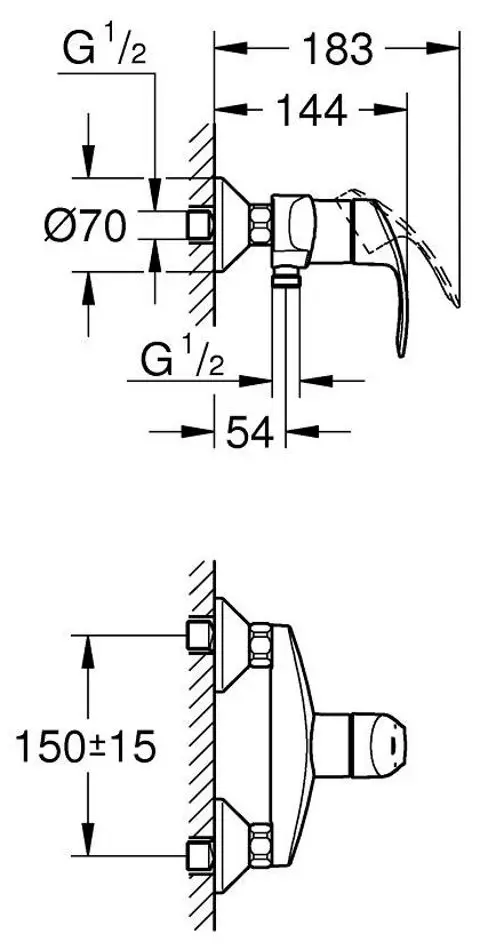 Baterie pentru dus Grohe Eurosmart 33555002 (Chrome) - 2