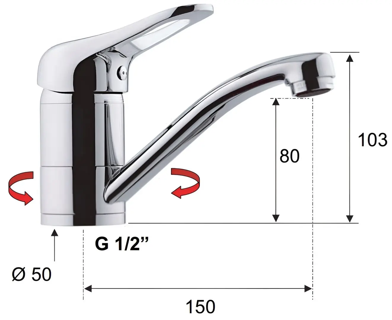 Baterie pentru lavoar Remer Kiss K11G (Chrome) - 2