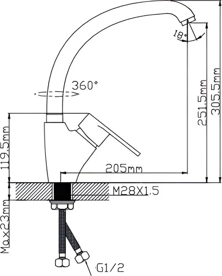 Смеситель для мойки Potato P5930-9 (Beige) - 2
