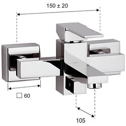 Baterie pentru cada si dus Remer Qubika Q05 (Chrome) Thumb