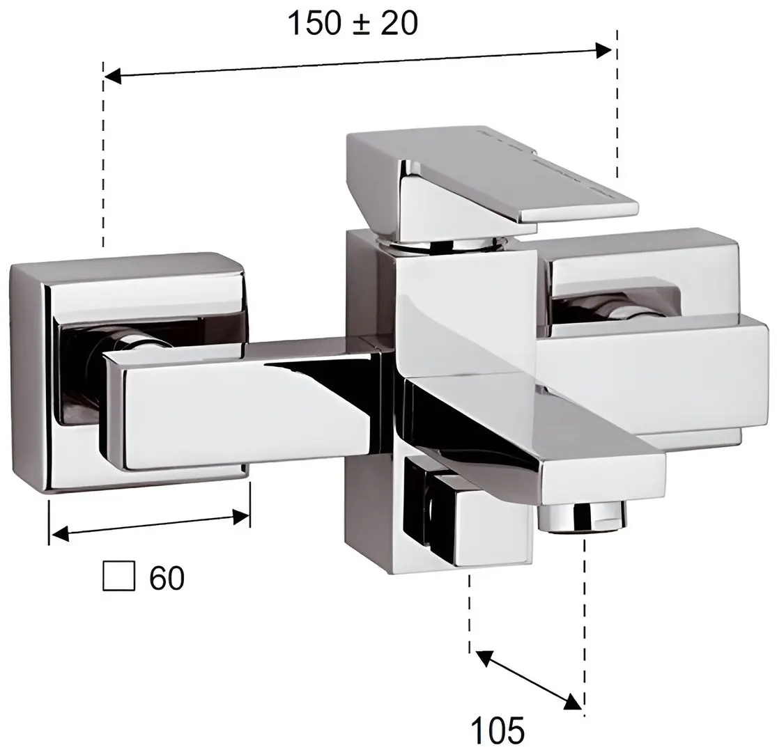 Baterie pentru cada si dus Remer Qubika Q05 (Chrome) - 2