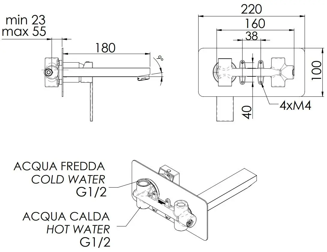 Baterie pentru lavoar Remer Qubika Q15 (Chrome) - 2