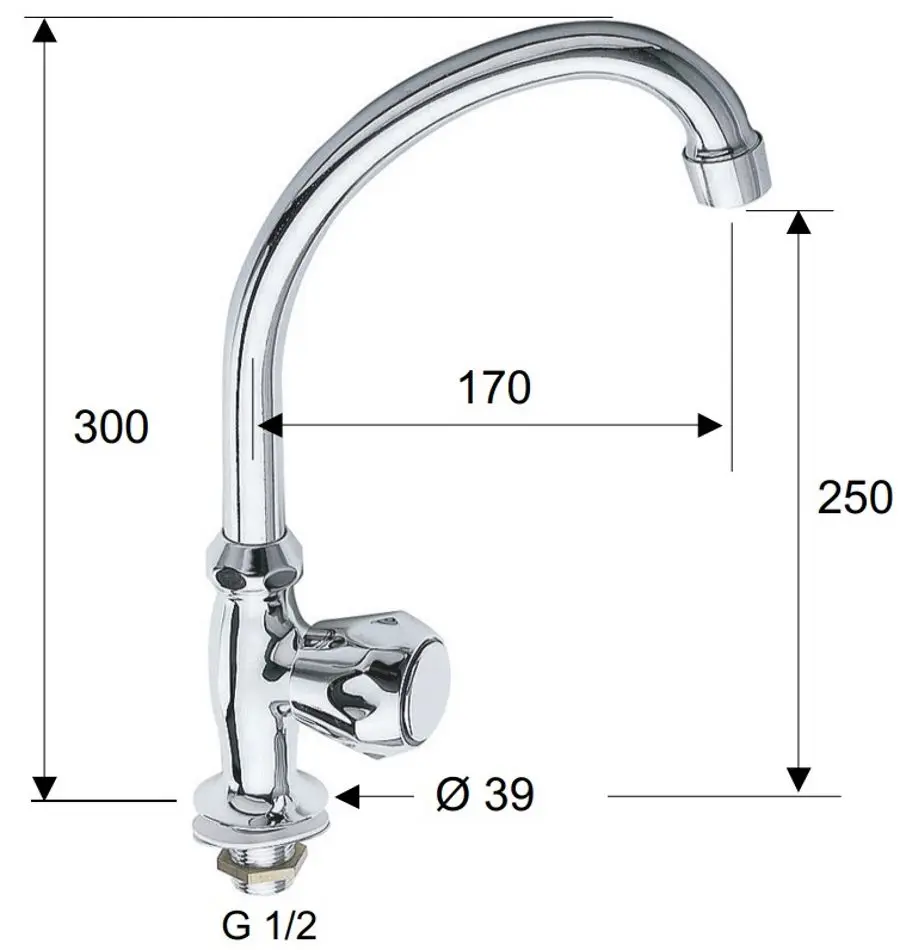 Robinet pentru chiuveta Remer 54EX (Chrome) - 2