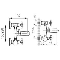 Baterie pentru cada si dus Ferro Retro New XD11 (Chrome) Thumb