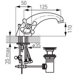 Baterie pentru lavoar Ferro Retro New XD2 (Chrome) Thumb