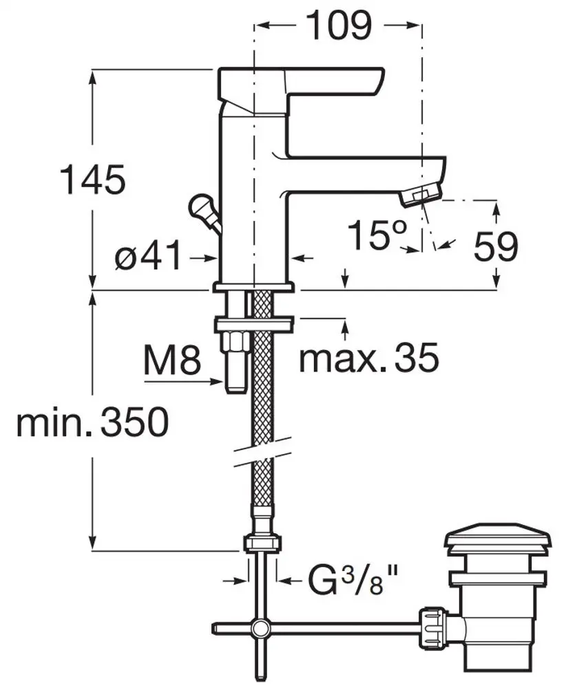 Baterie pentru lavoar Roca Saona A5A307AC0K (Chrome) - 3