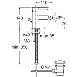 Baterie pentru bideu Roca Saona A5A607AC0K (Chrome) Thumb