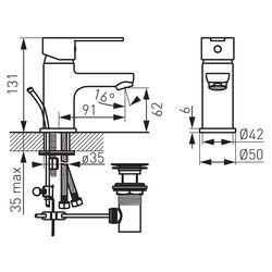 Baterie pentru lavoar Ferro Savio BSV2 (Chrome) Thumb