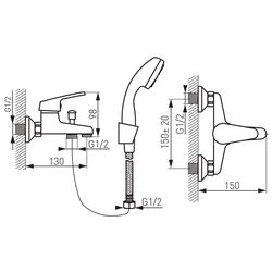 Смеситель для ванны и душа Ferro Smile BSM11 (Chrome) Thumb