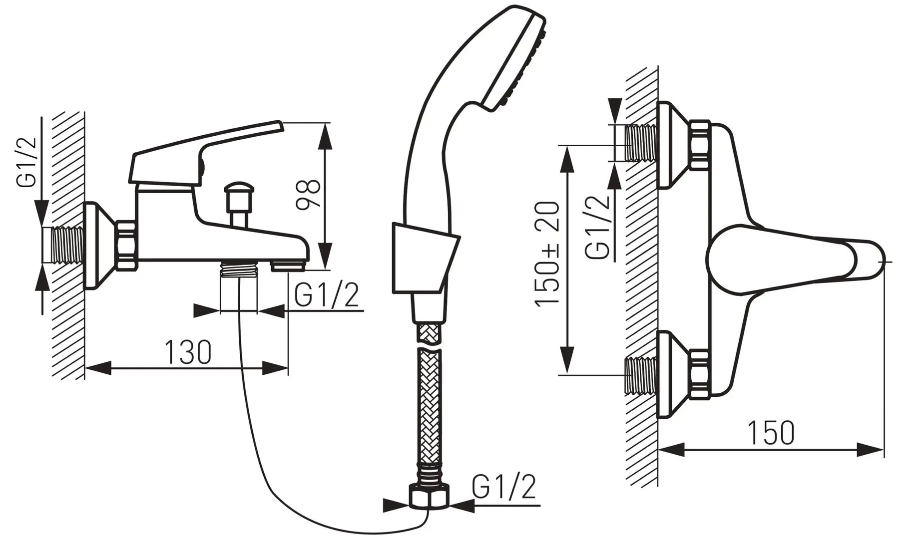 Смеситель для ванны и душа Ferro Smile BSM11 (Chrome)