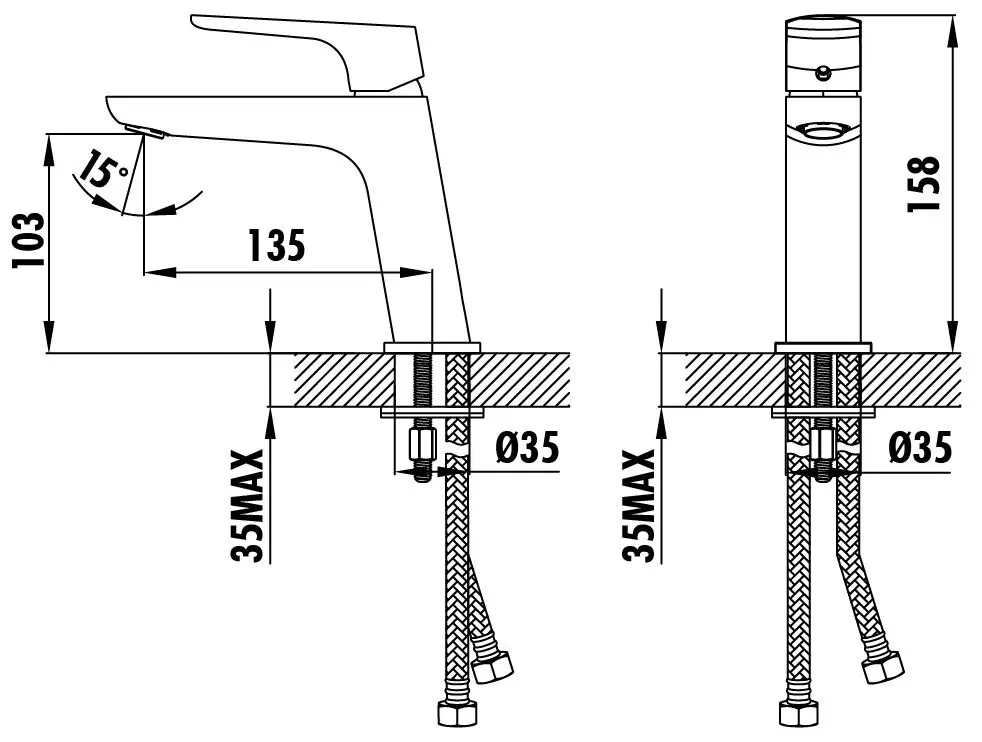 Baterie pentru lavoar Creavit Slope SP1500 (Chrome) - 2