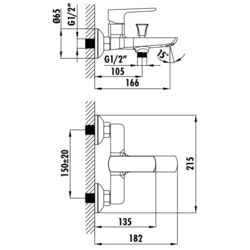 Baterie pentru cada si dus Creavit Slope SP2500 (Chrome) Thumb
