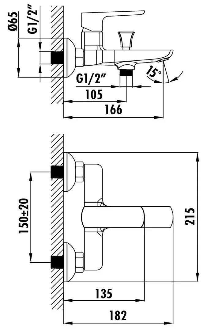 Baterie pentru cada si dus Creavit Slope SP2500 (Chrome) - 2