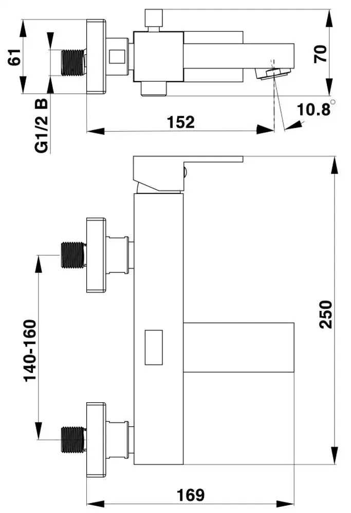 Смеситель для ванны и душа Herz SQ q30 UH00360 (Chrome)