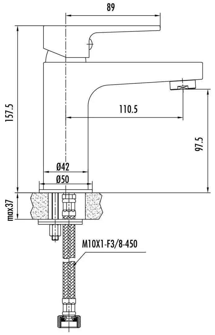 Baterie pentru lavoar Creavit Sharp SR1500S (Black) - 2