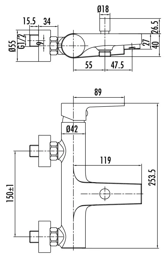 Baterie pentru cada si dus Creavit Sharp SR2500 (Chrome) - 2