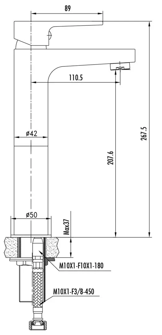 Baterie pentru lavoar Creavit Sharp SR6500S (Black) - 2