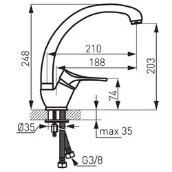 Baterie pentru chiuveta Ferro Stillo BSL4A (Chrome) Thumb