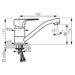 Baterie pentru lavoar Ferro Tiga VerdeLine BTG2AVL (Chrome) Thumb