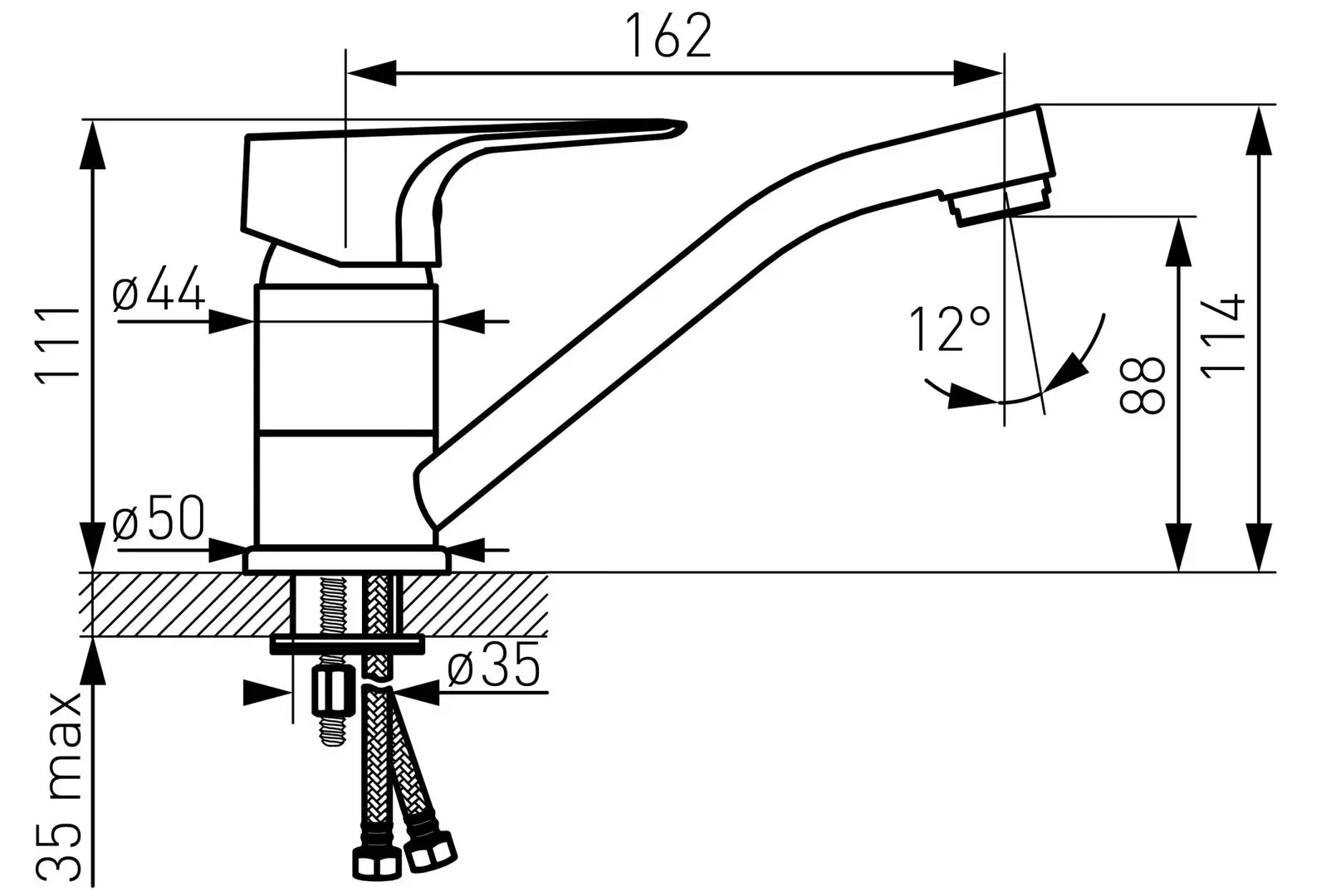 Baterie pentru lavoar Ferro Tiga VerdeLine BTG2AVL (Chrome)