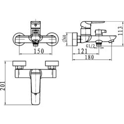 Baterie pentru cada si dus Ferro Tina 38020/1.5 (Black) Thumb