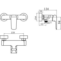 Baterie pentru dus Ferro Tina 38061/1.0 (Chrome) Thumb