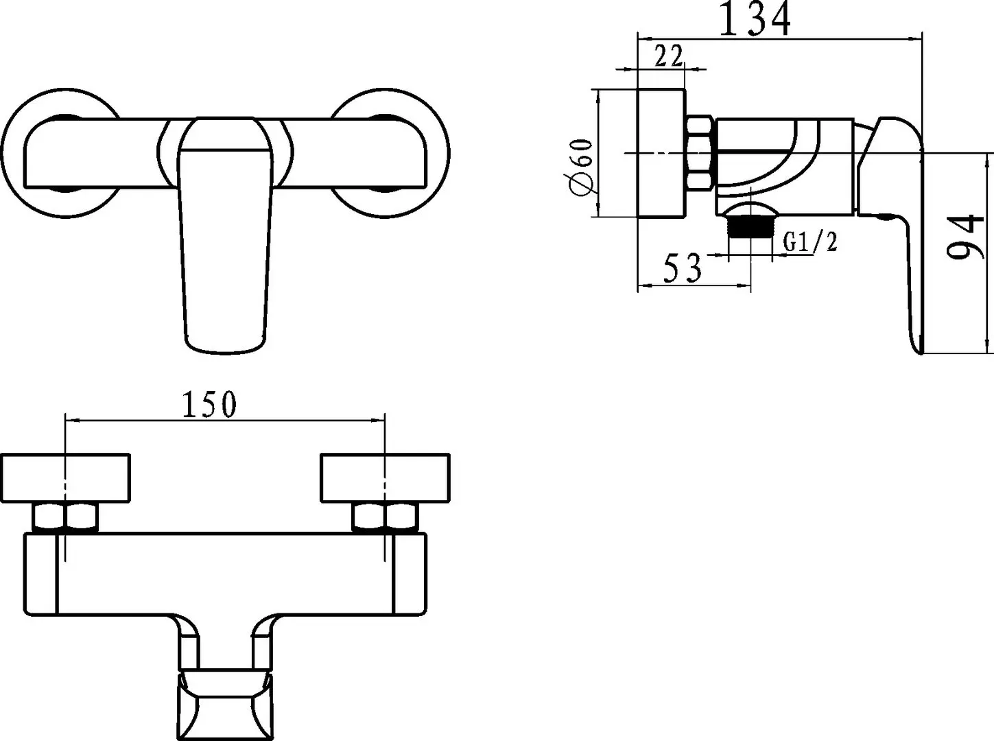 Baterie pentru dus Ferro Tina 38061/1.0 (Chrome) - 2