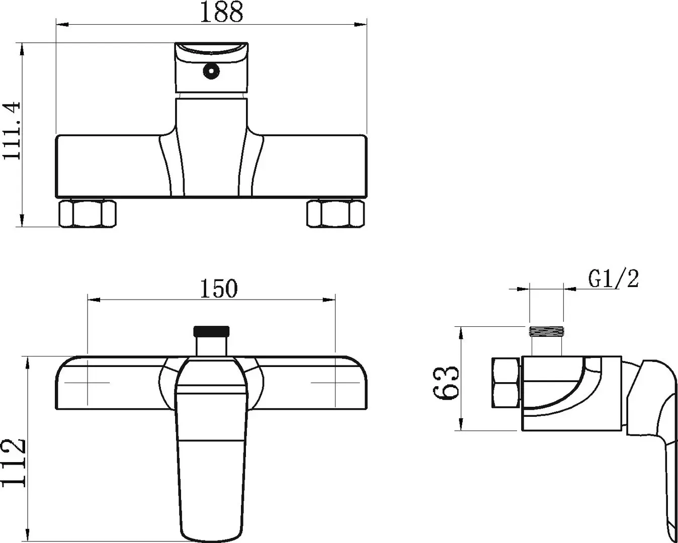 Baterie pentru dus Ferro Tina 38062/1.5 (Black) - 2