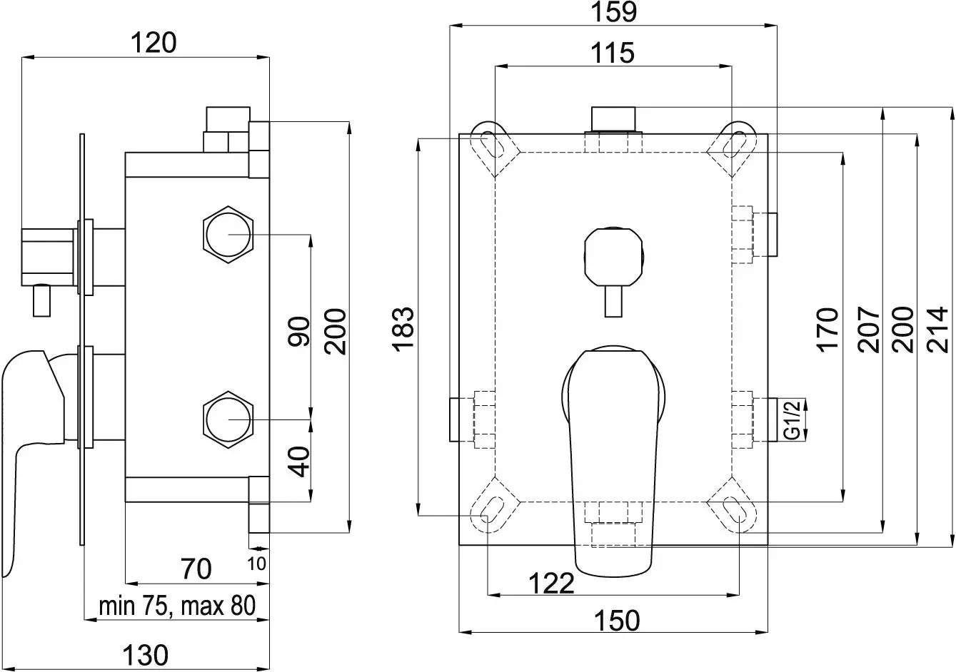 Baterie pentru cada si baie Ferro Tina BOX38051RX.0 (Chrome) - 2