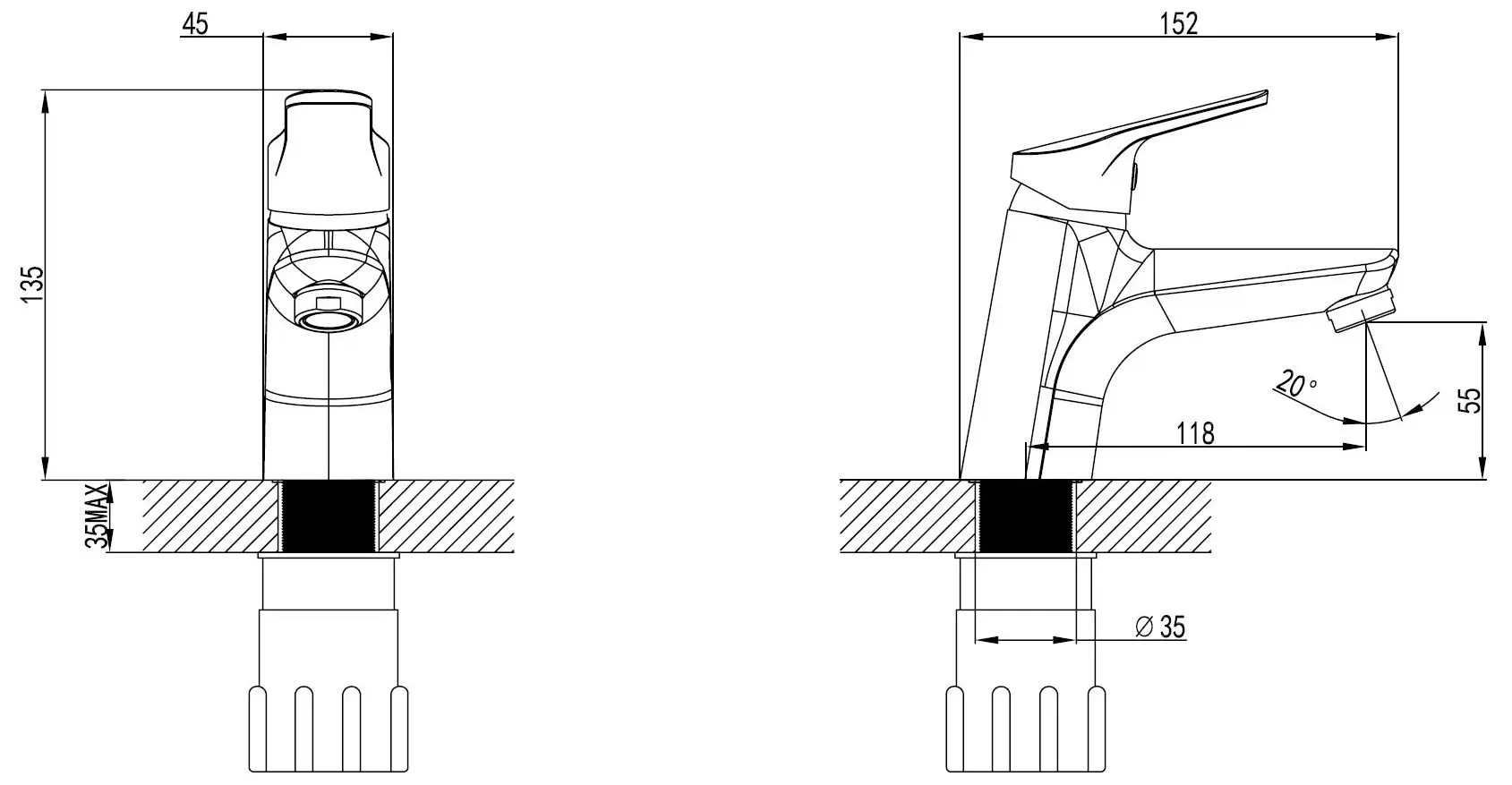 Baterie pentru lavoar Ferro Toscana BTA 2 (Chrome) - 2