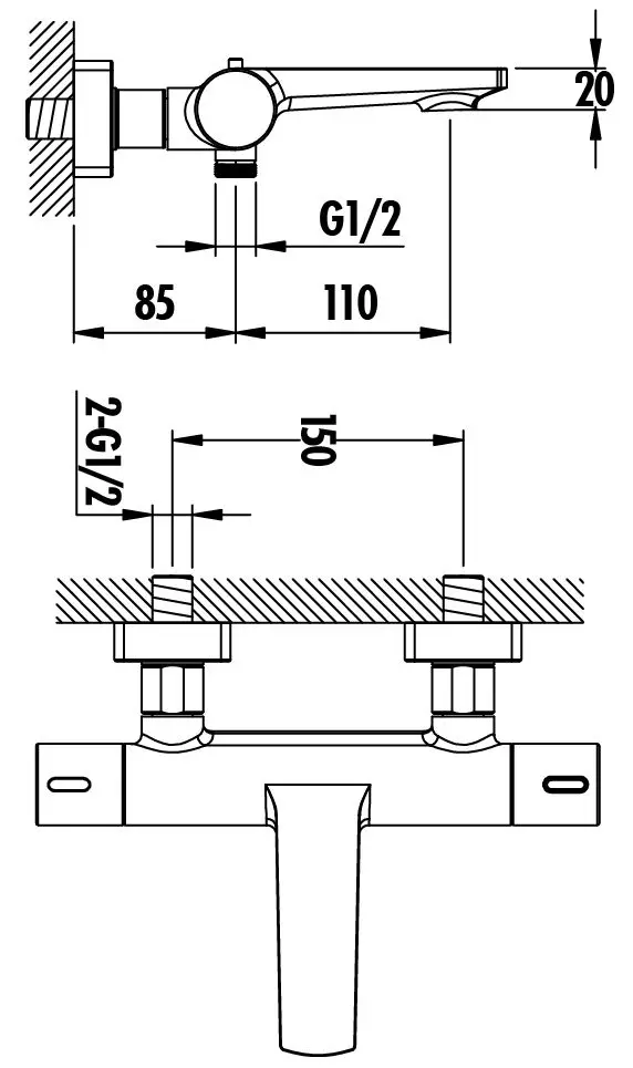 Baterie pentru cada si dus Creavit TS2505 (Chrome) - 2