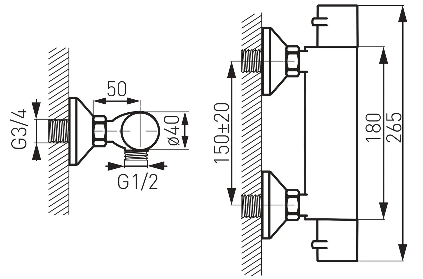 Baterie pentru dus Ferro Varese TAM7 (Chrome) - 2