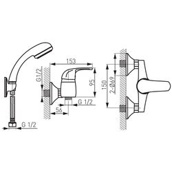Baterie pentru dus Ferro Vasto BVA77 (Chrome) Thumb