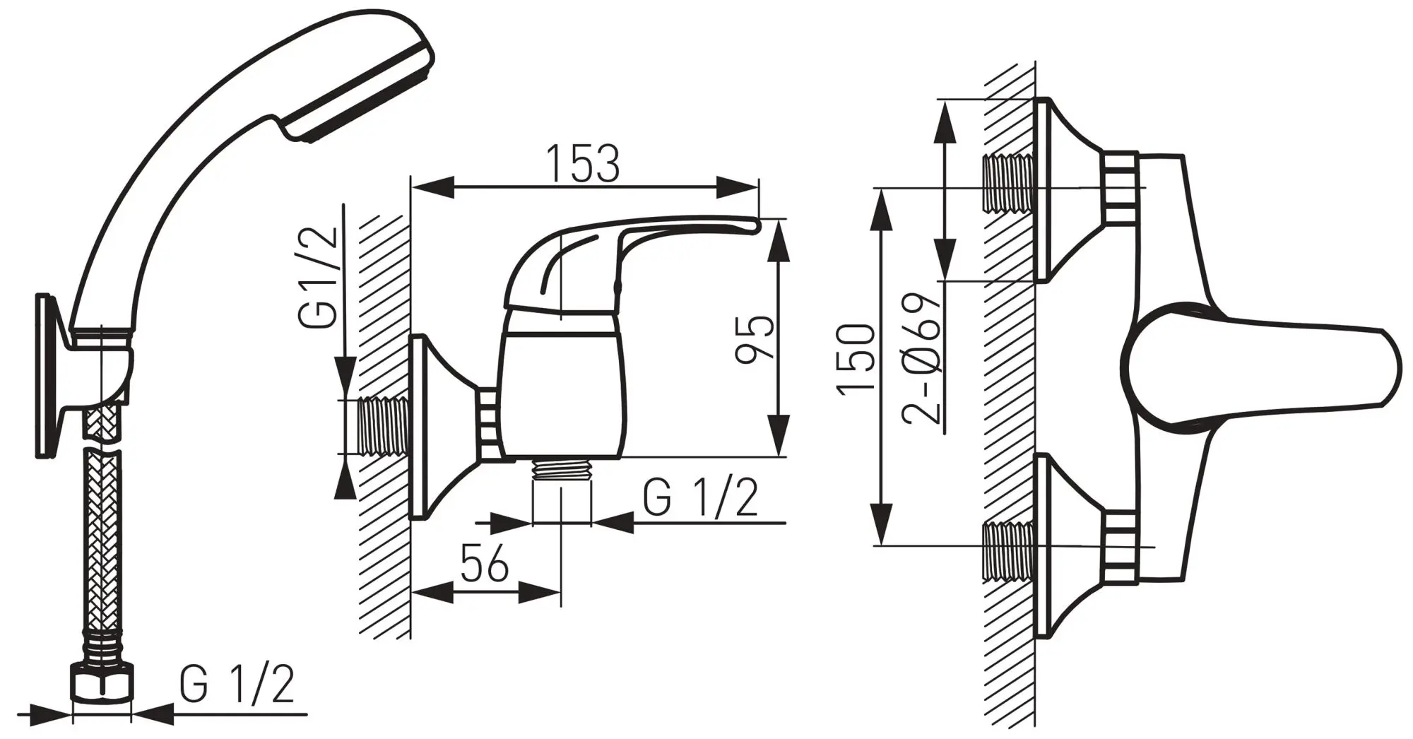 Baterie pentru dus Ferro Vasto BVA77 (Chrome) - 2