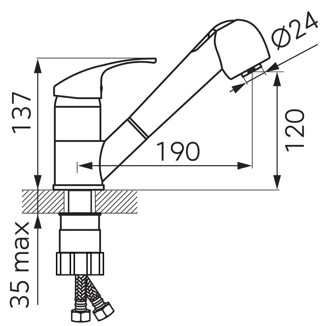 Baterie pentru chiuveta Ferro Vasto BVA8 (Chrome)