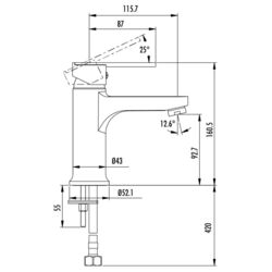 Baterie pentru lavoar Creavit Vega VG1840 (Chrome) Thumb