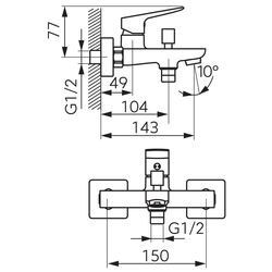 Baterie pentru cada si dus Ferro Vitto Verdeline BVI1VLBL (Black) Thumb