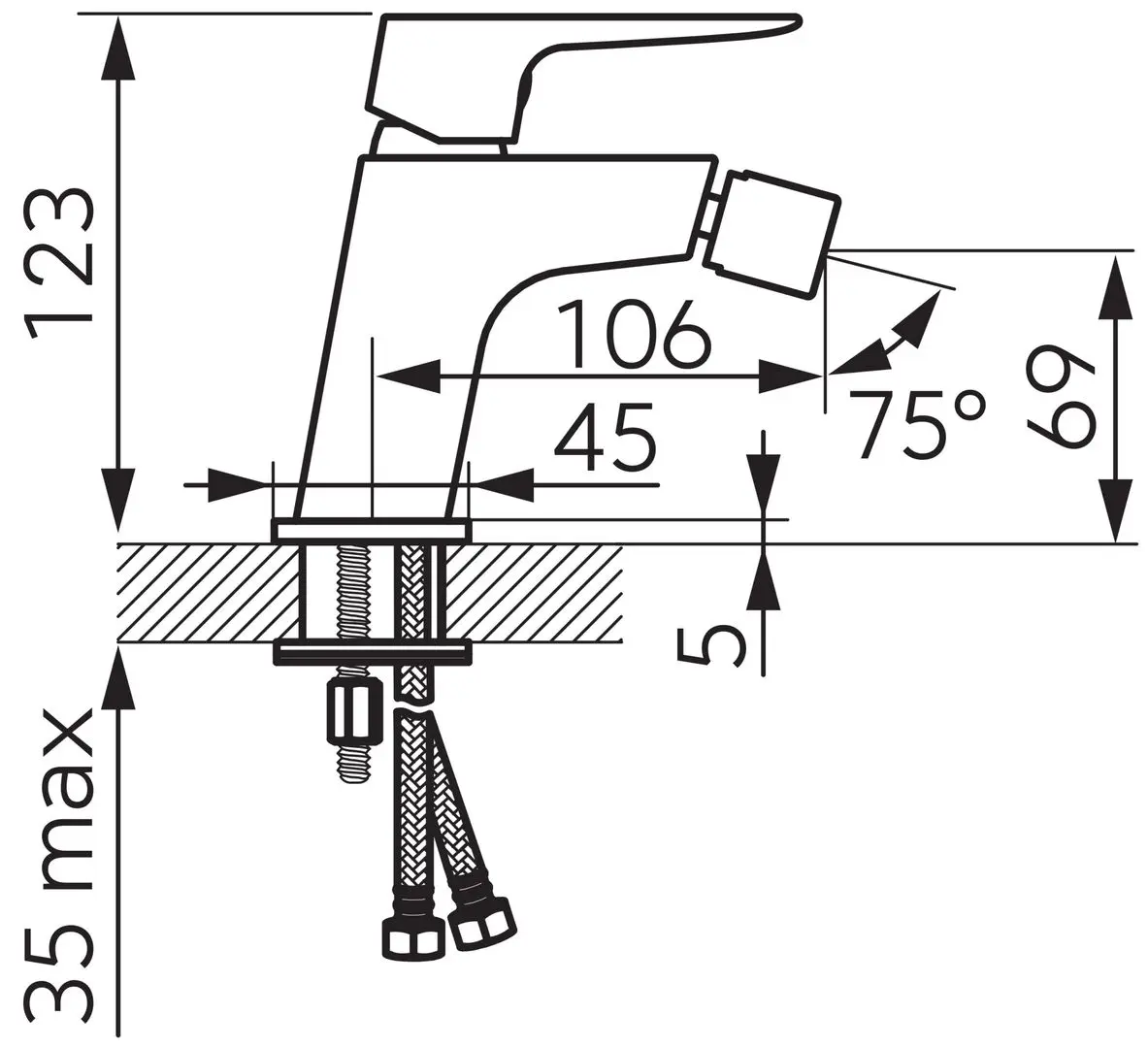 Baterie pentru bideu Ferro Vitto Verdeline BVI6VLBL (Black)
