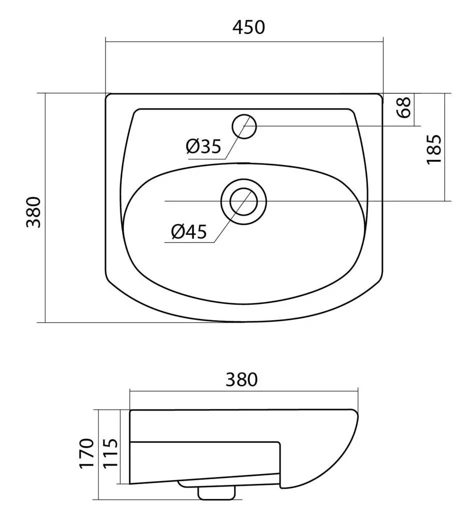 Умывальник Santek Азов 450x380 (White) - 4