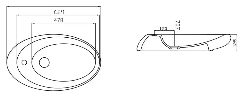 Умывальник Gural Vit Arya 707X420X125 (White) - 2