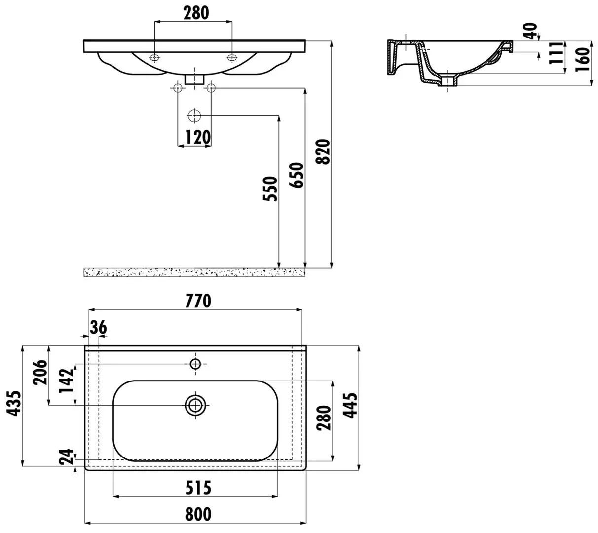 Умывальник Creavit Eksen EK080.000 (White)