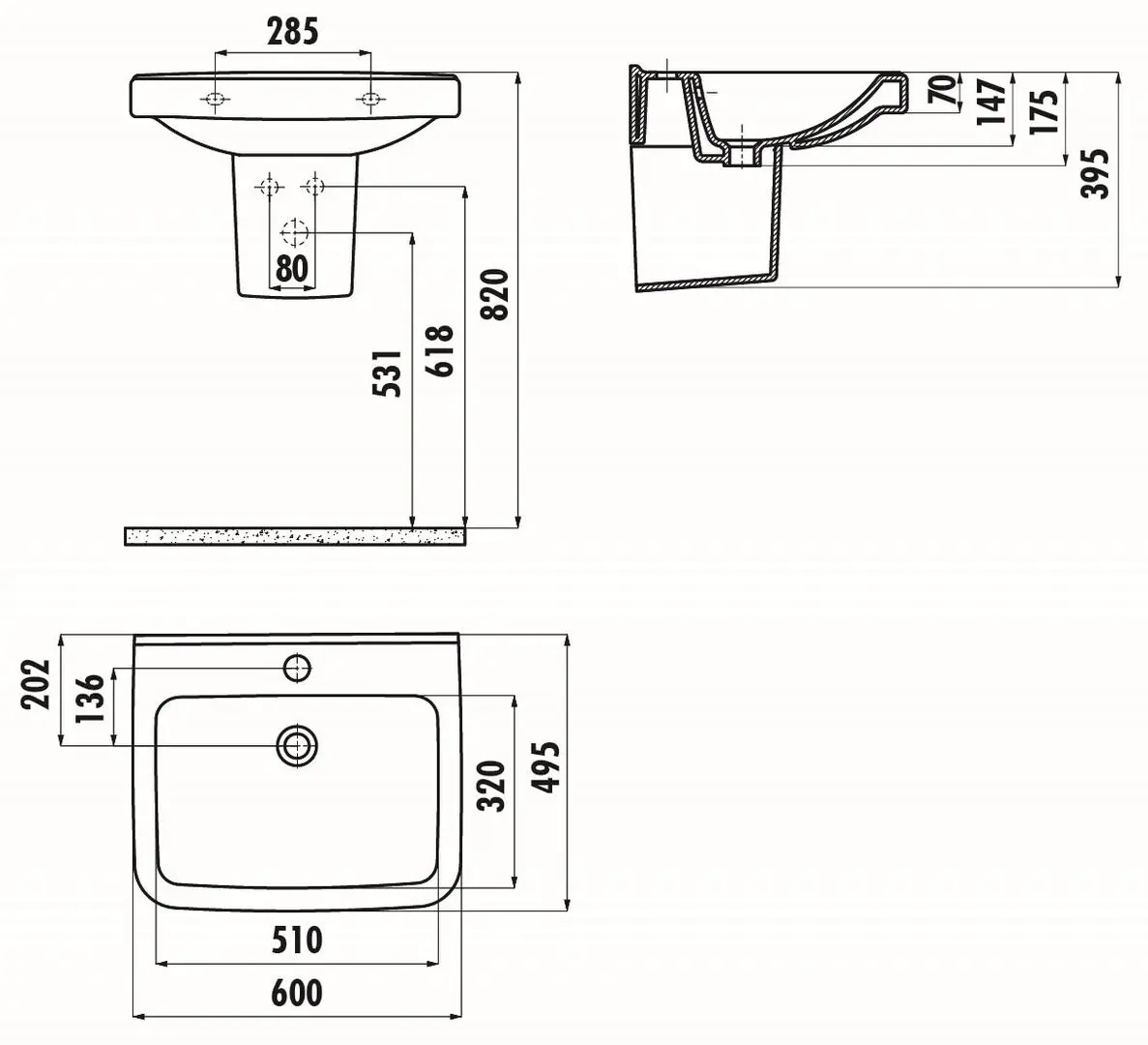 Lavoar Creavit Lara LR060.000/LR260.00 (White)