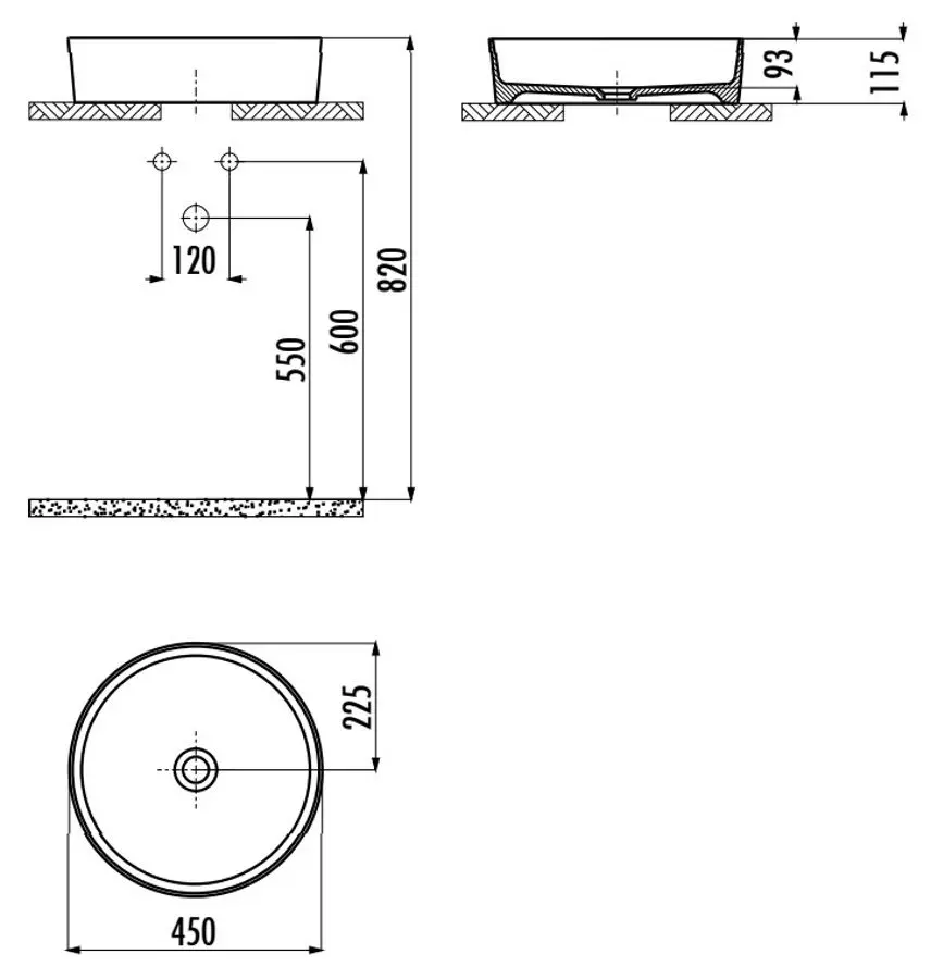 Умывальник Creavit Loop LP145-BM00E (Matt Basalt)