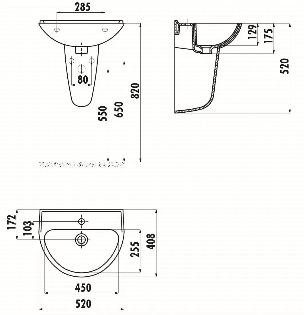 Умывальник Creavit TP155.000 (White)