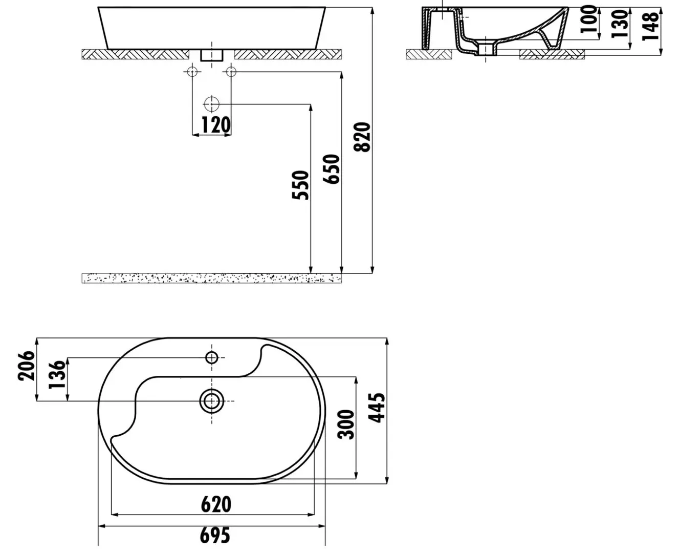 Умывальник Creavit Topic TP172.000 (Gold)