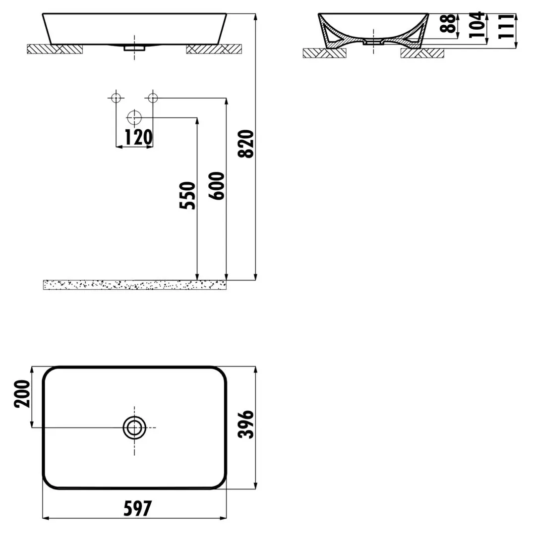 Умывальник Creavit Ultra UL060.60000 (Anthracite Matt)