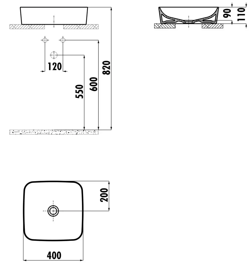 Умывальник Creavit Ultra Square UL040.00CB00E (White)