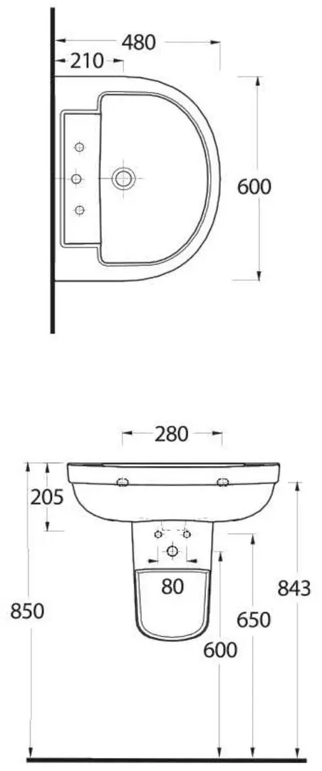 Умывальник Ege Vetrifiye Lagina 35601/78302 (White)